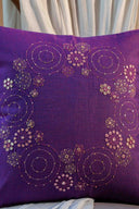 Purple Lavender Hand Work Cotton Cushion Cover 16x16 | Craftroots