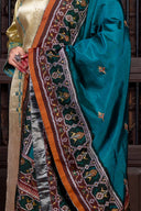 Handcrafted Deep Green Patola Silk Dupatta With Khat Embroidery