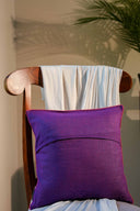 Handmade purple embroidered cushion cover for bedroom décor

