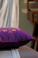 Purple artisan cushion cover for sofa and living room décor

