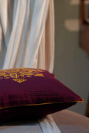 Elegant Indian handcrafted purple slub silk cushion cover