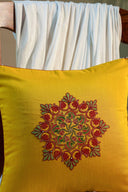Golden Mosaic Aari Cushion Cover