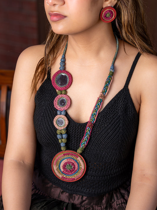 Multi-colour Mandala Necklace Set