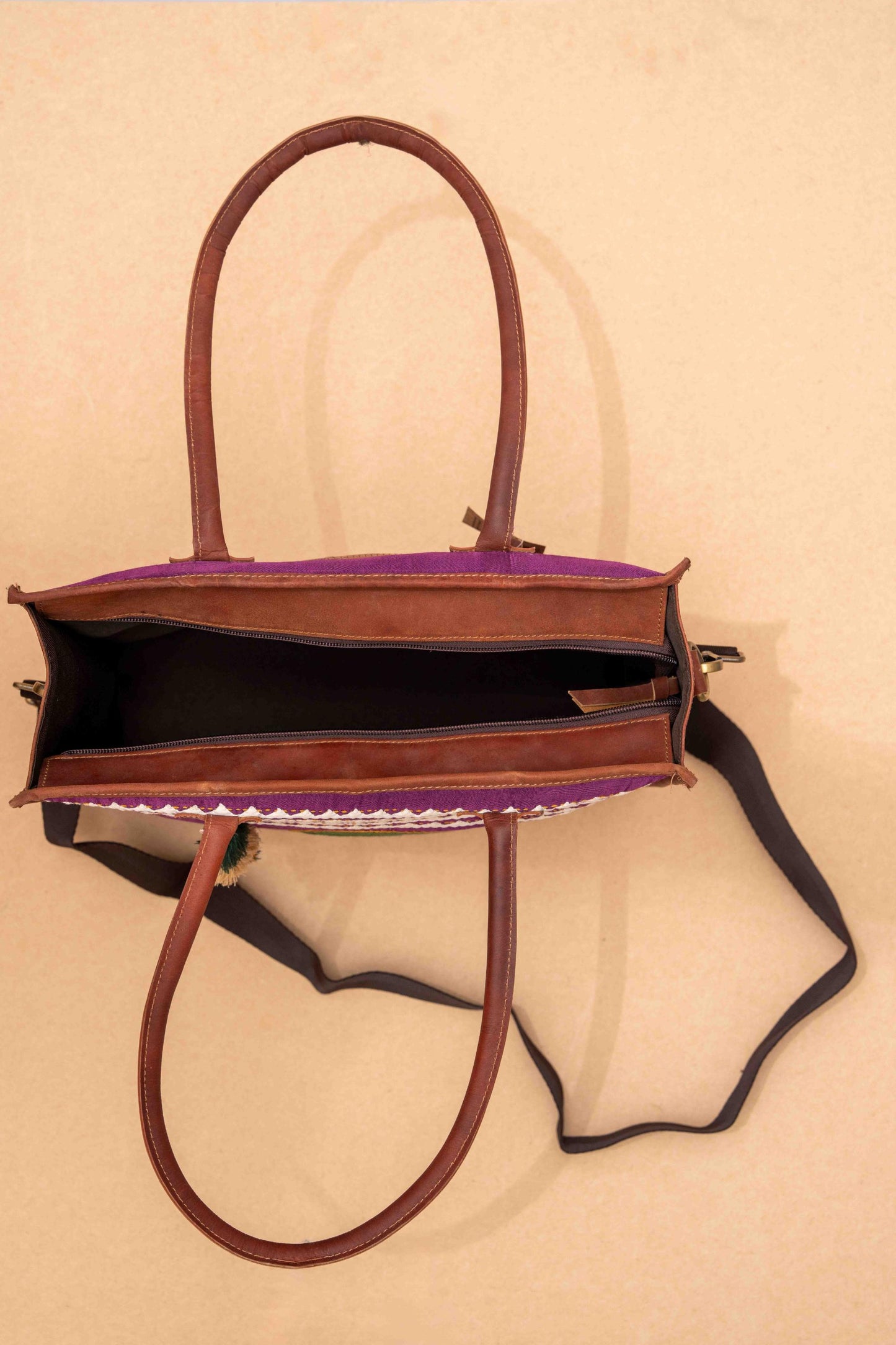 Purple Applique Tote Bag