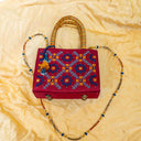 Maroon Jali Rabari Box Sling Bag
