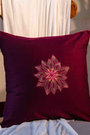 Purple handcrafted Aari embroidery cushion cover 16x16
