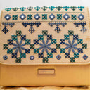 Ivory Triangular Rabari Sling Bag with Mirror, Shell & Bead Handwork