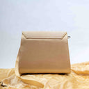 Ivory Triangular Rabari Sling Bag with Mirror, Shell & Bead Handwork
