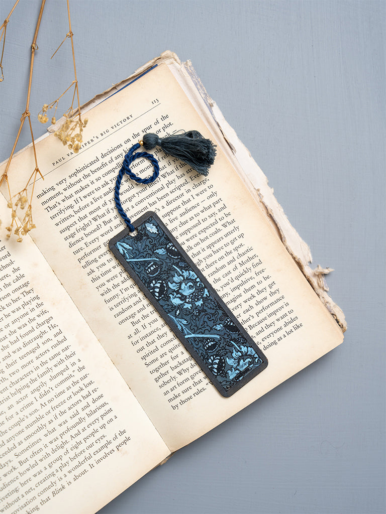 Blue Floral Painting Bookmark