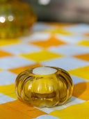 Amber Glass T-Light Holder | Handcrafted Candle Holder from Pumpkin Collection