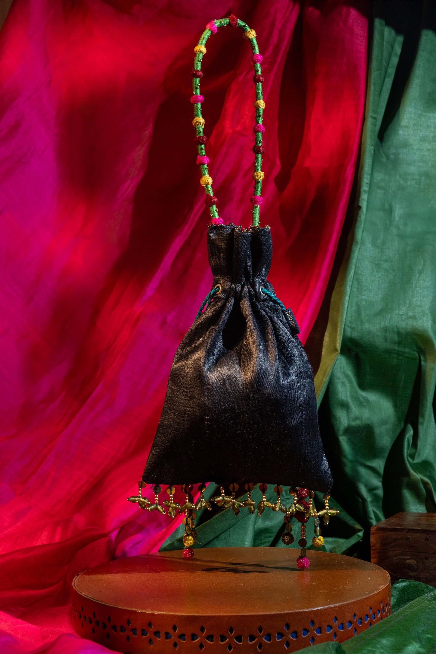 Black Rabari Squre Flat Potli