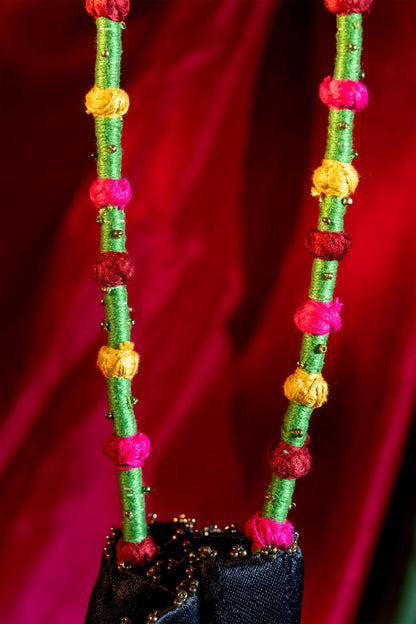 Black Rabari Squre Flat Potli
