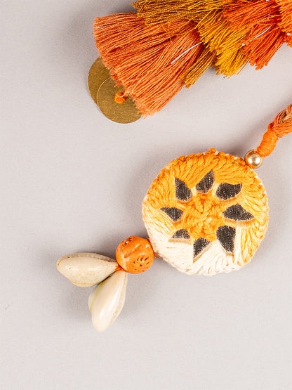 Mustard Round Mirror Tassel Keychain