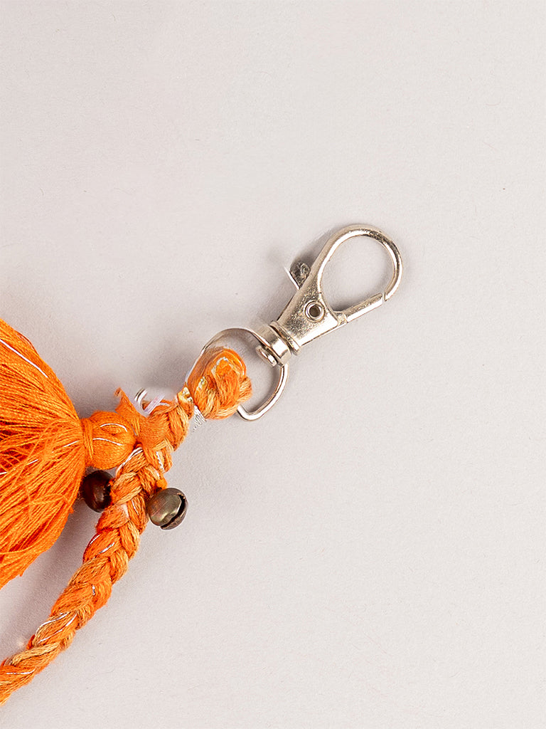 Mustard Round Mirror Tassel Keychain
