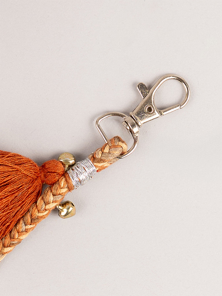 Ivory Square Mirror Tassel Keychain