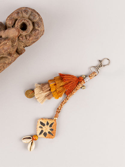 Ivory Square Mirror Tassel Keychain