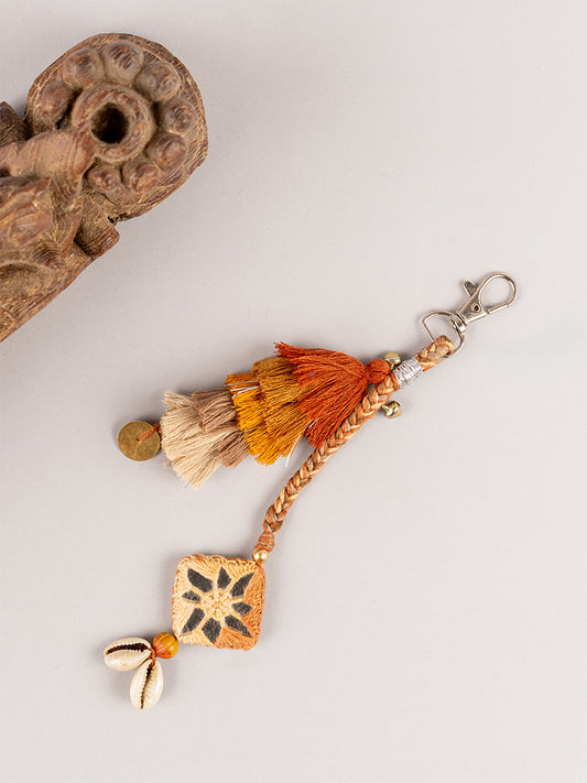 Ivory Square Mirror Tassel Keychain