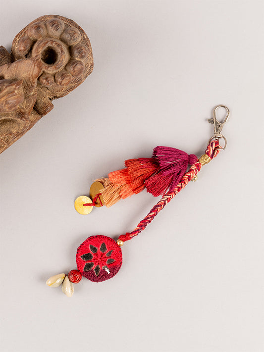Multi Traditional Round Mirror Tassel Keychain