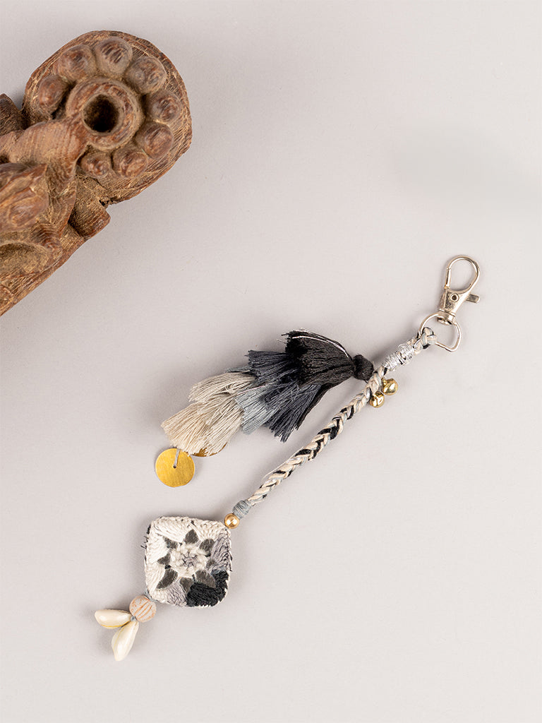 Black Square Mirror Tassel Keychain