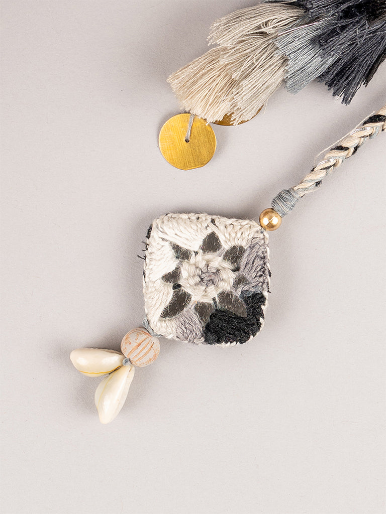 Black Square Mirror Tassel Keychain