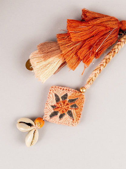 Rust Square Mirror Tassel Keychain