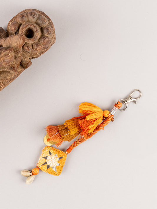 Mustard Square Mirror Tassel Keychain
