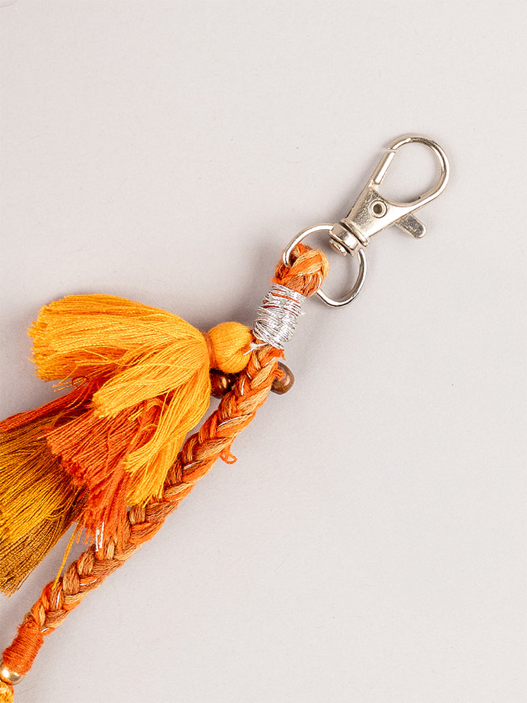 Mustard Square Mirror Tassel Keychain