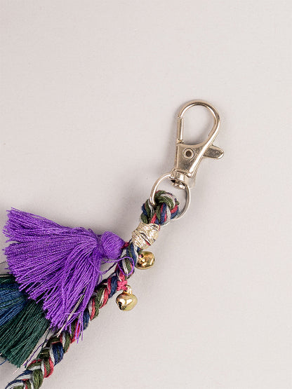 Multi Traditional Square Mirror Tassel Keychain