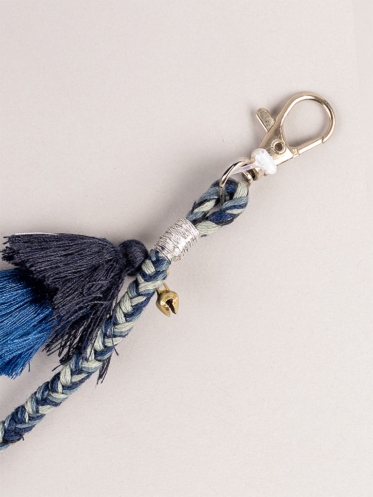 Blue Mirror Square Tassel Keychain