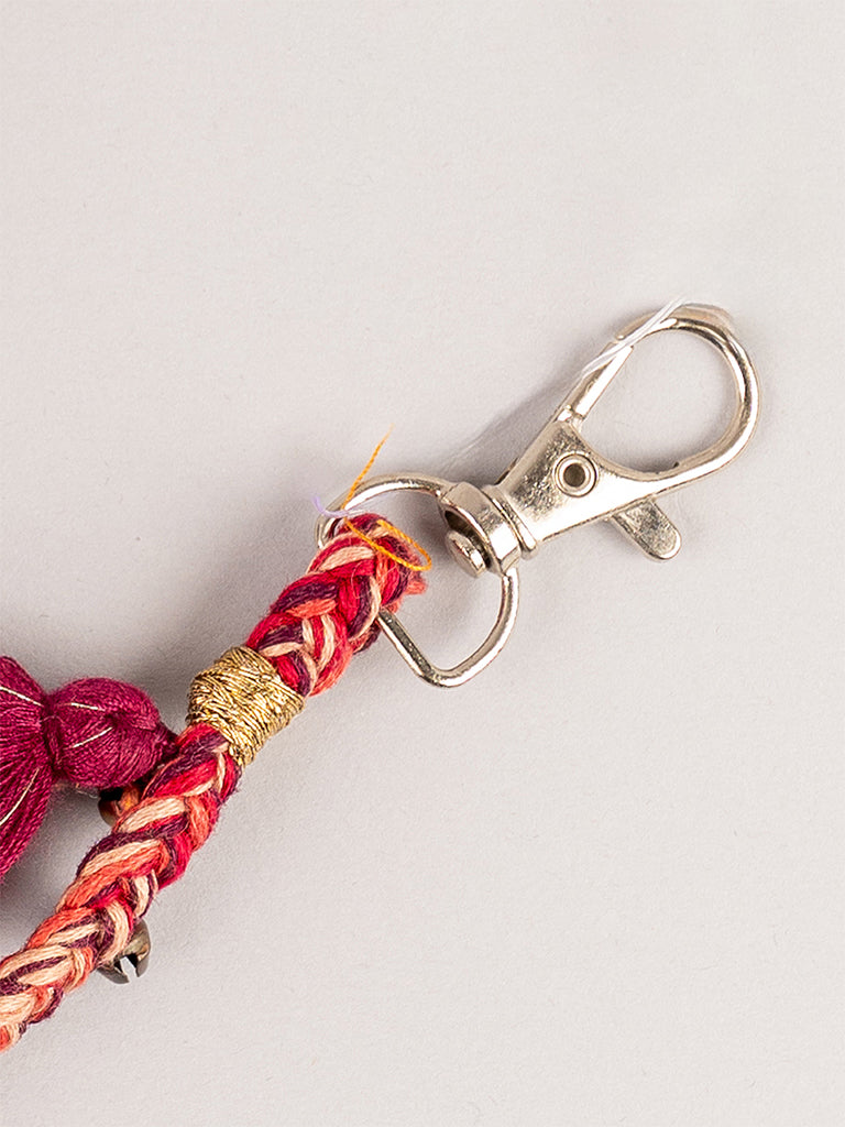 Maroon Square Mirror Tassel Keychain
