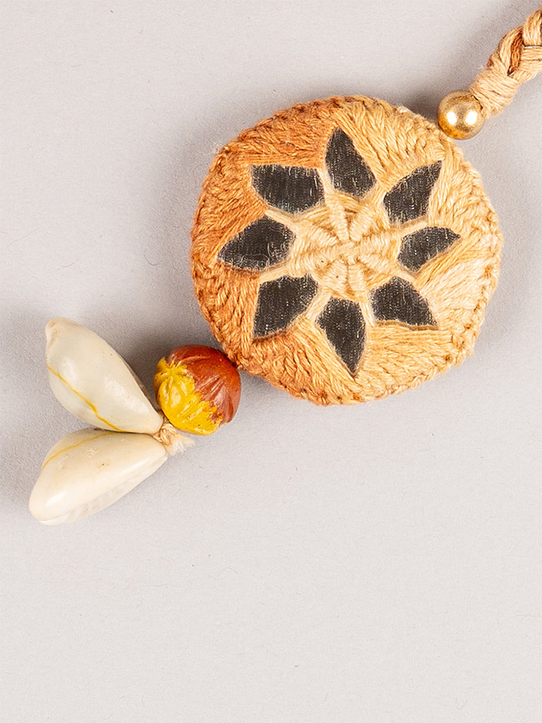 Ivory Round Mirror tassel Keychain