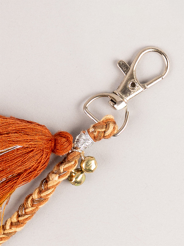 Ivory Round Mirror tassel Keychain