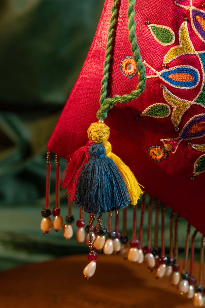 Pink Kutchi Aari Pentagon Potli