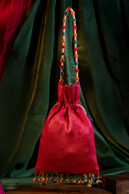 Pink Rabari Squre Flat Potli
