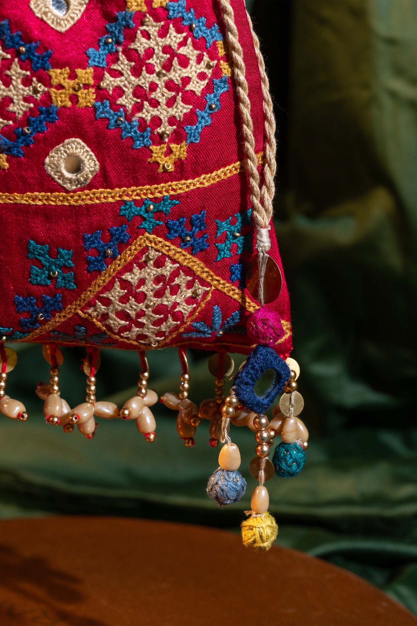 Pink Rabari Squre Flat Potli