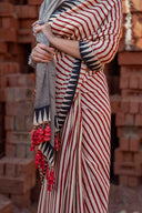 Saree With Block Print and Tassels