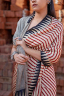 Saree With Block Print and Tassels