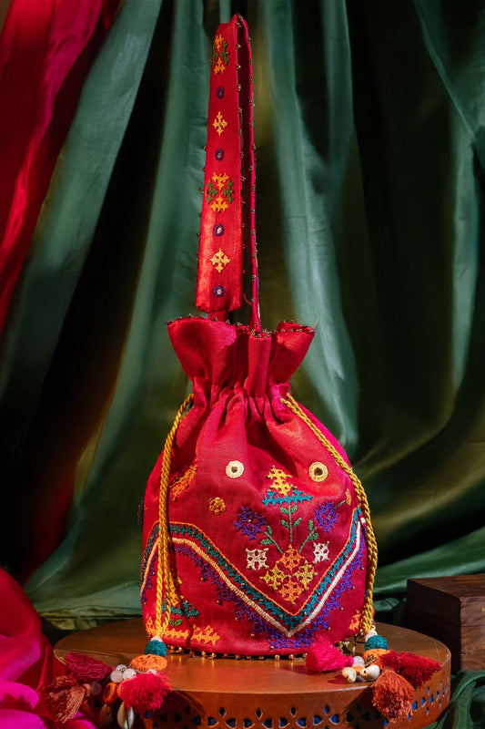 Pink Rabari Wave Potli