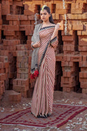 Saree With Block Print and Tassels