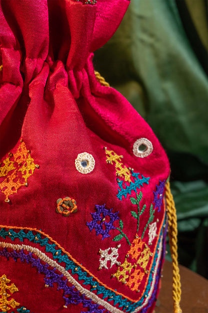 Pink Rabari Wave Potli