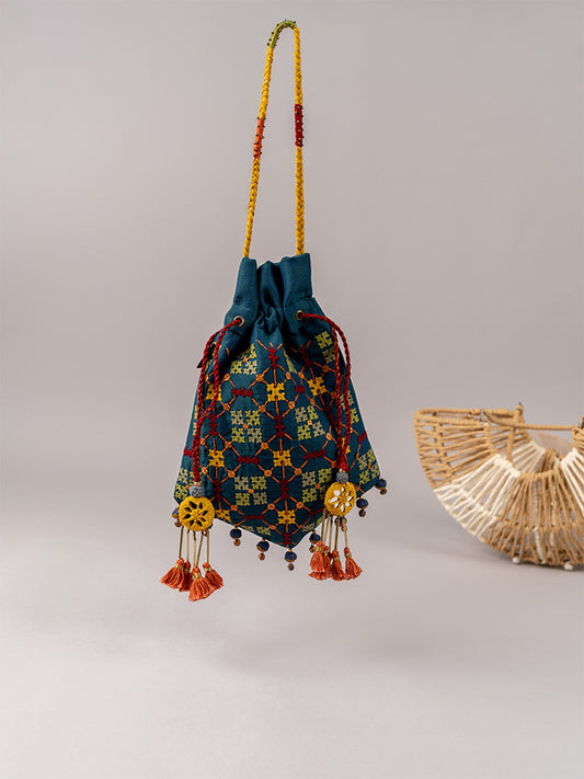 Blue Triangular Rabari Potli