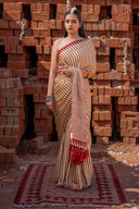 Saree With Block Print and Tassels