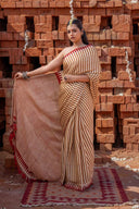 Saree With Block Print and Tassels