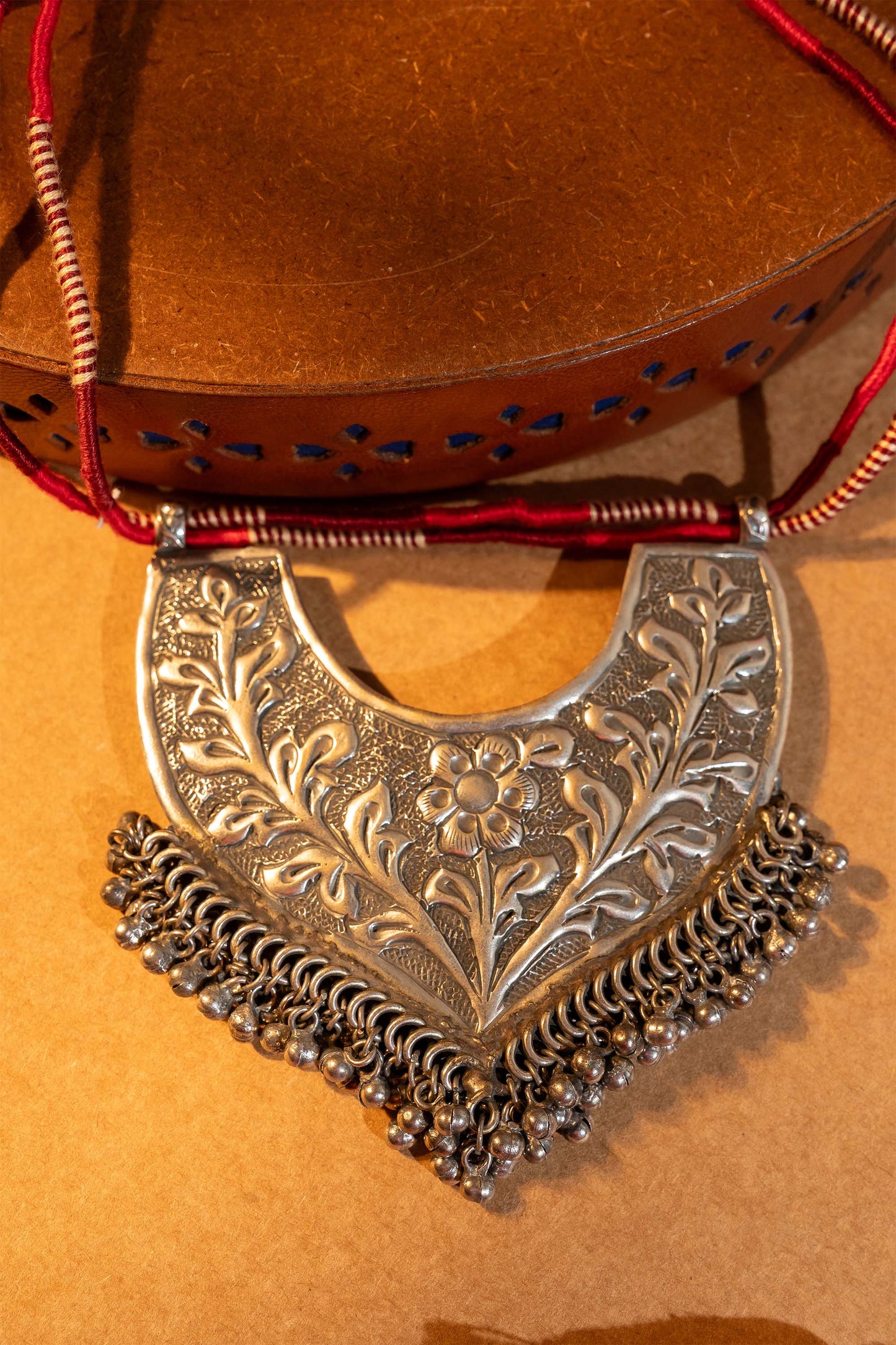 Red Long Oxidised Pendant