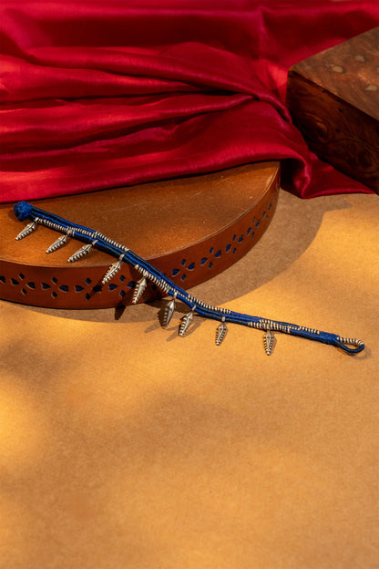 Blue Oxidised Leaf Anklet