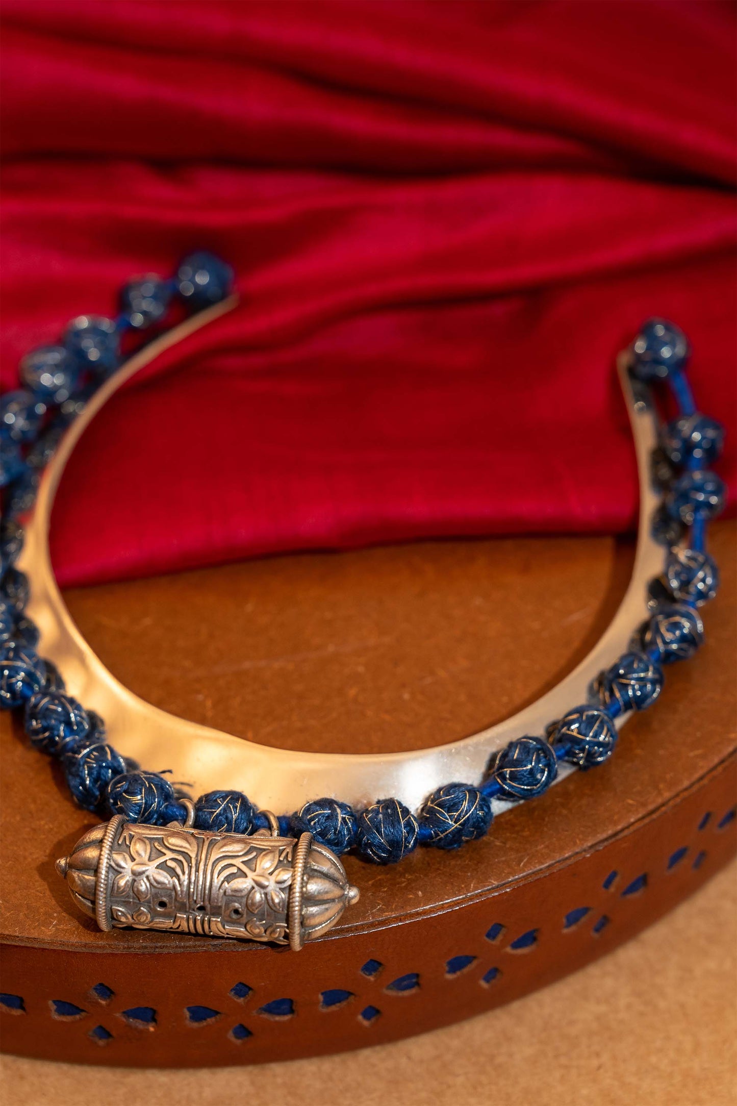 Blue Thread Ball Hasli Choker