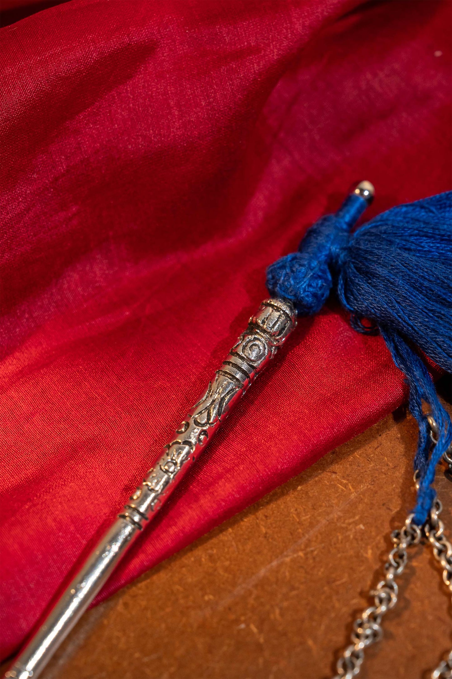 Blue Tassels Hair Stick