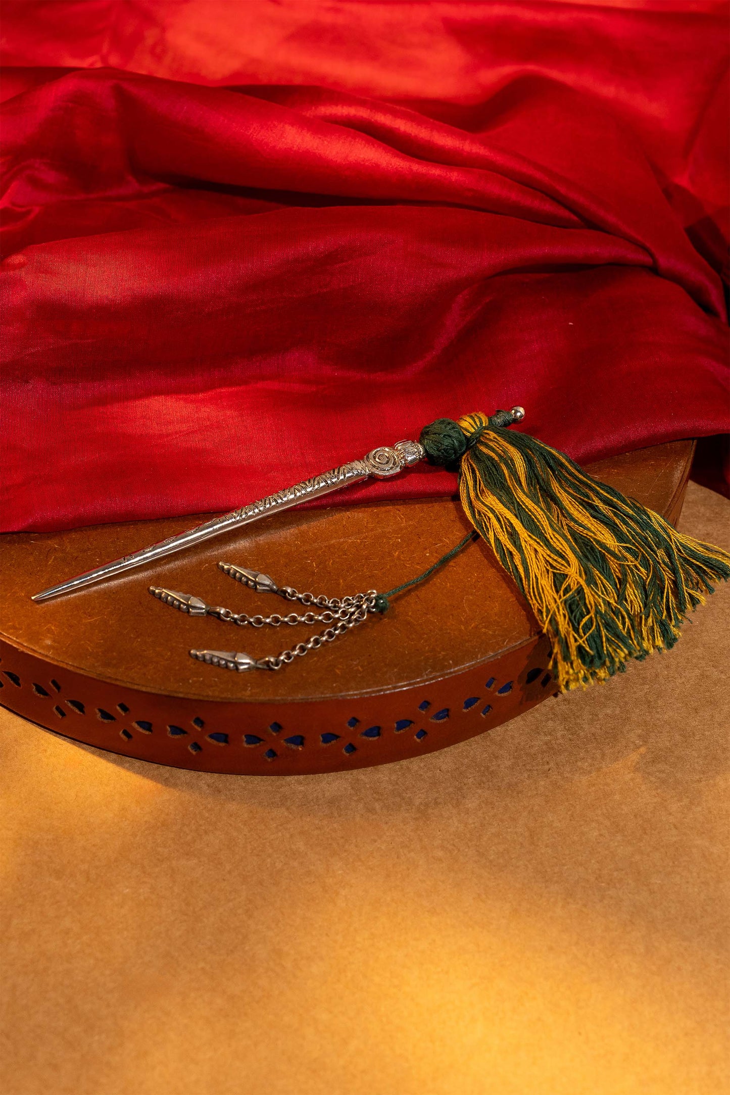 Green Tassels Hair Stick