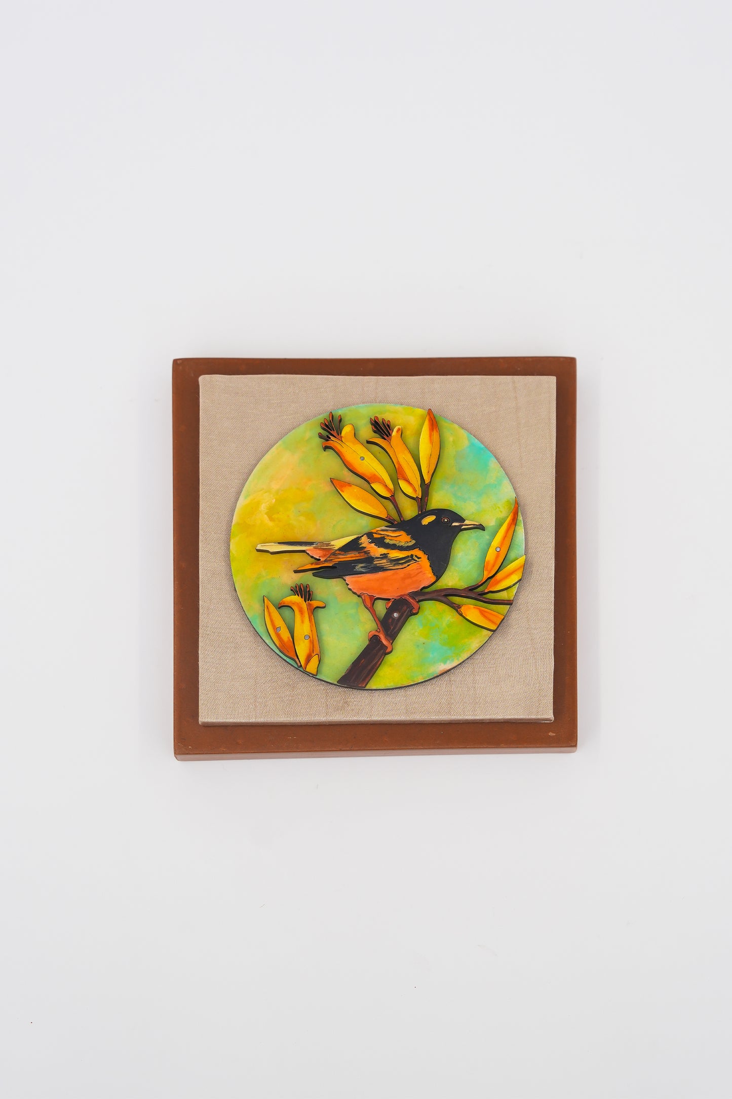 Set of 3 Small Wall Frames 7x7 | Crimson Blossom, Blue Bloom & Golden Perch Combo