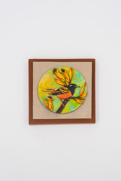 Set of 3 Small Wall Frames 7x7 | Crimson Blossom, Blue Bloom & Golden Perch Combo